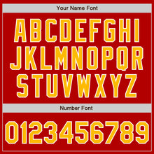 Load image into Gallery viewer, Custom Red Gold-White Authentic Baseball Jersey
