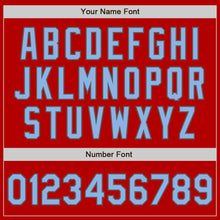 Load image into Gallery viewer, Custom Red Light Blue-Steel Gray Authentic Baseball Jersey
