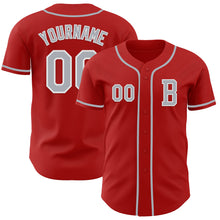 Load image into Gallery viewer, Custom Red Gray-White Authentic Baseball Jersey
