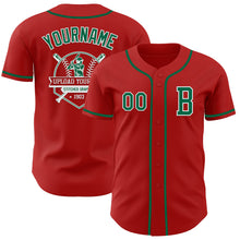 Load image into Gallery viewer, Custom Red Kelly Green-White Authentic Baseball Jersey
