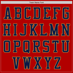 Custom Red Navy-Old Gold Authentic Baseball Jersey