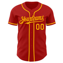 Load image into Gallery viewer, Custom Red Gold Authentic Baseball Jersey
