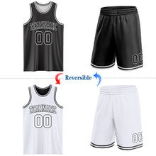 Load image into Gallery viewer, Custom Reversible Black White Double Side Sublimation Basketball Suit Jersey
