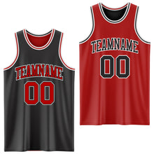 Load image into Gallery viewer, Custom Reversible Black Red-White Double Side Sublimation Basketball Suit Jersey
