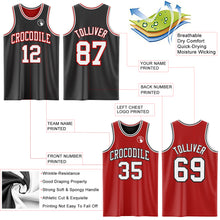 Load image into Gallery viewer, Custom Reversible Black White-Red Double Side Sublimation Basketball Suit Jersey
