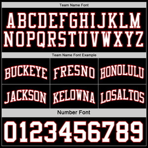 Custom Reversible Black White-Red Double Side Sublimation Basketball Suit Jersey