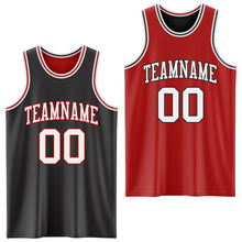 Load image into Gallery viewer, Custom Reversible Black White-Red Double Side Sublimation Basketball Suit Jersey
