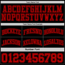 Load image into Gallery viewer, Custom Reversible Black Red Double Side Sublimation Basketball Suit Jersey
