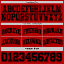 Load image into Gallery viewer, Custom Reversible Black Red Double Side Sublimation Basketball Suit Jersey
