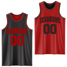 Load image into Gallery viewer, Custom Reversible Black Red Double Side Sublimation Basketball Suit Jersey
