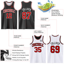 Load image into Gallery viewer, Custom Reversible Black Red-White Double Side Sublimation Basketball Suit Jersey
