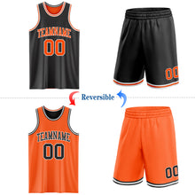 Load image into Gallery viewer, Custom Reversible Black Orange-White Double Side Sublimation Basketball Suit Jersey
