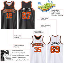 Load image into Gallery viewer, Custom Reversible Black Orange-White Double Side Sublimation Basketball Suit Jersey
