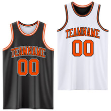 Load image into Gallery viewer, Custom Reversible Black Orange-White Double Side Sublimation Basketball Suit Jersey

