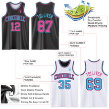 Load image into Gallery viewer, Custom Reversible Black Pink-Sky Blue Double Side Sublimation Basketball Suit Jersey
