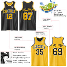 Load image into Gallery viewer, Custom Reversible Black Gold-White Double Side Sublimation Basketball Suit Jersey
