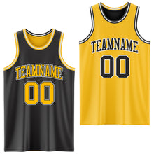 Load image into Gallery viewer, Custom Reversible Black Gold-White Double Side Sublimation Basketball Suit Jersey

