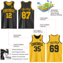 Load image into Gallery viewer, Custom Reversible Black Gold Double Side Sublimation Basketball Suit Jersey
