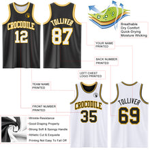 Load image into Gallery viewer, Custom Reversible Black White-Gold Double Side Sublimation Basketball Suit Jersey
