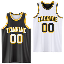 Load image into Gallery viewer, Custom Reversible Black White-Gold Double Side Sublimation Basketball Suit Jersey
