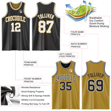 Load image into Gallery viewer, Custom Reversible Black White-Old Gold Double Side Sublimation Basketball Suit Jersey
