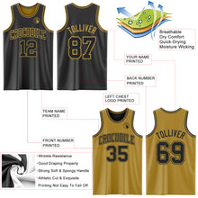 Load image into Gallery viewer, Custom Reversible Black Old Gold Double Side Sublimation Basketball Suit Jersey

