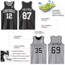 Load image into Gallery viewer, Custom Reversible Black White-Gray Double Side Sublimation Basketball Suit Jersey
