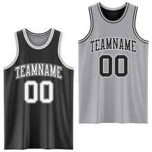 Load image into Gallery viewer, Custom Reversible Black White-Gray Double Side Sublimation Basketball Suit Jersey
