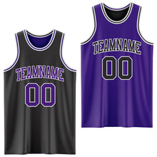 Load image into Gallery viewer, Custom Reversible Black Purple-White Double Side Sublimation Basketball Suit Jersey
