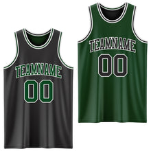 Load image into Gallery viewer, Custom Reversible Black Green-White Double Side Sublimation Basketball Suit Jersey
