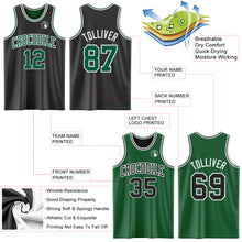 Load image into Gallery viewer, Custom Reversible Black Kelly Green-White Double Side Sublimation Basketball Suit Jersey
