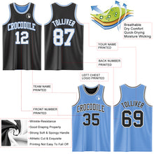 Load image into Gallery viewer, Custom Reversible Black White-Light Blue Double Side Sublimation Basketball Suit Jersey
