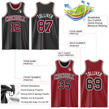 Load image into Gallery viewer, Custom Reversible Black Maroon-White Double Side Sublimation Basketball Suit Jersey
