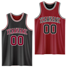 Load image into Gallery viewer, Custom Reversible Black Maroon-White Double Side Sublimation Basketball Suit Jersey
