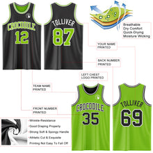 Load image into Gallery viewer, Custom Reversible Black Neon Green-White Double Side Sublimation Basketball Suit Jersey
