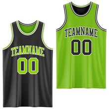 Load image into Gallery viewer, Custom Reversible Black Neon Green-White Double Side Sublimation Basketball Suit Jersey
