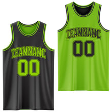 Load image into Gallery viewer, Custom Reversible Black Neon Green Double Side Sublimation Basketball Suit Jersey
