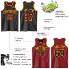 Load image into Gallery viewer, Custom Reversible Black Maroon-Gold Double Side Sublimation Basketball Suit Jersey
