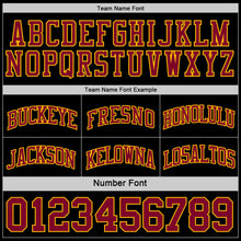 Load image into Gallery viewer, Custom Reversible Black Maroon-Gold Double Side Sublimation Basketball Suit Jersey
