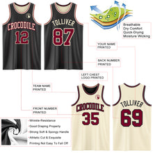 Load image into Gallery viewer, Custom Reversible Black Maroon-Cream Double Side Sublimation Basketball Suit Jersey
