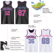 Load image into Gallery viewer, Custom Reversible Black Pink-Light Blue Double Side Sublimation Basketball Suit Jersey
