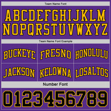 Load image into Gallery viewer, Custom Reversible Black Purple-Gold Double Side Sublimation Basketball Suit Jersey
