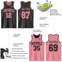 Load image into Gallery viewer, Custom Reversible Black Medium Pink Double Side Sublimation Basketball Suit Jersey
