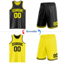 Load image into Gallery viewer, Custom Reversible Black Light Yellow Double Side Sublimation Basketball Suit Jersey
