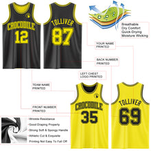 Load image into Gallery viewer, Custom Reversible Black Light Yellow Double Side Sublimation Basketball Suit Jersey

