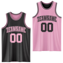 Load image into Gallery viewer, Custom Reversible Black Light Pink Double Side Sublimation Basketball Suit Jersey
