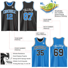 Load image into Gallery viewer, Custom Reversible Black Powder Blue-White Double Side Sublimation Basketball Suit Jersey
