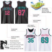 Load image into Gallery viewer, Custom Reversible Black Neon Pink-Aqua Double Side Sublimation Basketball Suit Jersey
