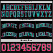 Load image into Gallery viewer, Custom Reversible Black Neon Pink-Aqua Double Side Sublimation Basketball Suit Jersey
