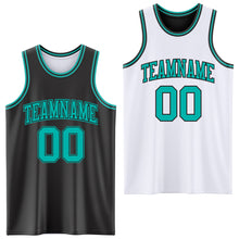 Load image into Gallery viewer, Custom Reversible Black Aqua Double Side Sublimation Basketball Suit Jersey
